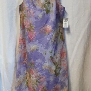 Floral Sleeveless Dress - Purple and Pink